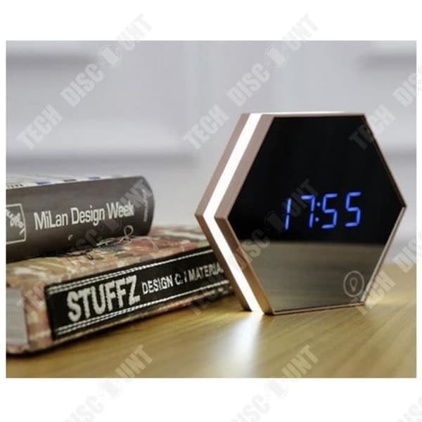 TD® Mirror Väckarklocka Multifunktionsklocka - Väggmonterad elektronisk termometer Mini LED Makeup Mirror Nattljus - Dekoration