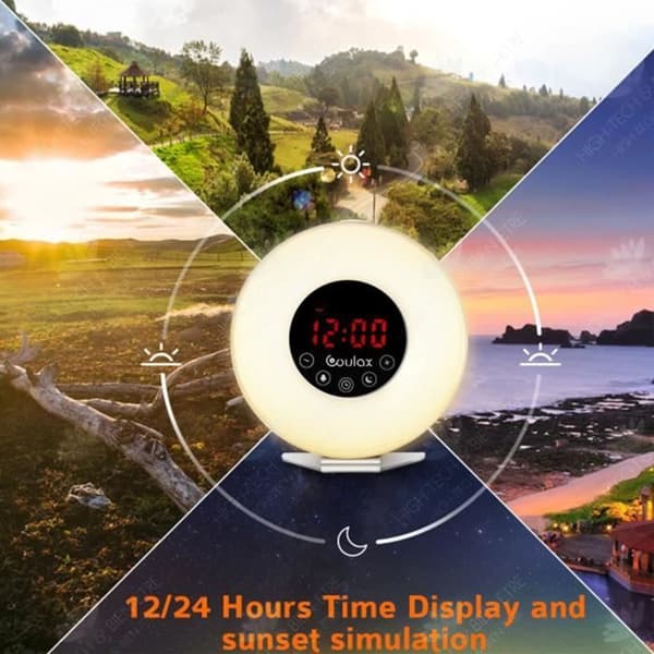HTBE® Simulated Sunrise Wake-up Light Sömnhjälp Varmt ljus Nattljus vid sängkanten LED Väckarklocka Väckningsljus