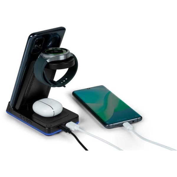 THOMSON CL750IS trådlös väckarklocka och laddstation - Android-kompatibel - Lysande LED-remsa - Svart