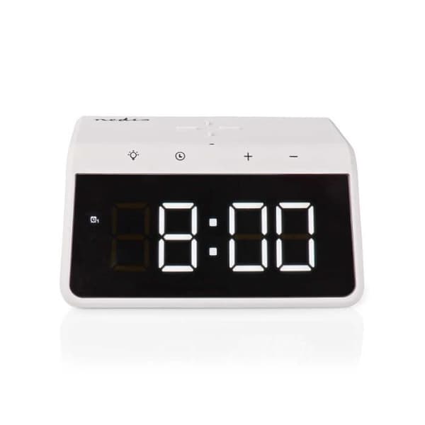 Väckarklocka + Certifierad Qi Trådlös Laddare | 5 / 7.5 / 10 / 15 W Dubbel Alarm Vit