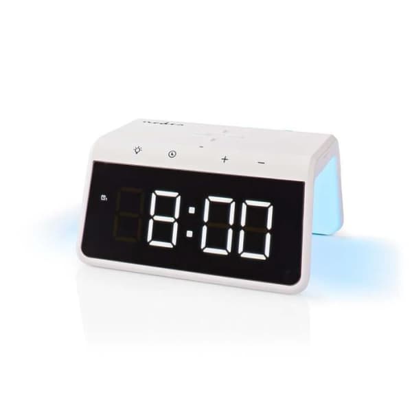 Väckarklocka + Certifierad Qi Trådlös Laddare | 5 / 7.5 / 10 / 15 W Dubbel Alarm Vit