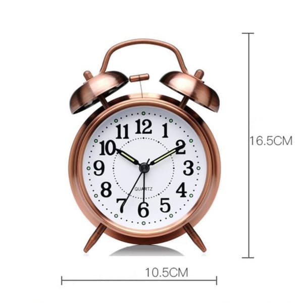 TD® väckarklocka 4 tum retro dubbelklocka väckarklocka Antik dubbelring väckarklocka Batteridriven tidsresa Tyst brons