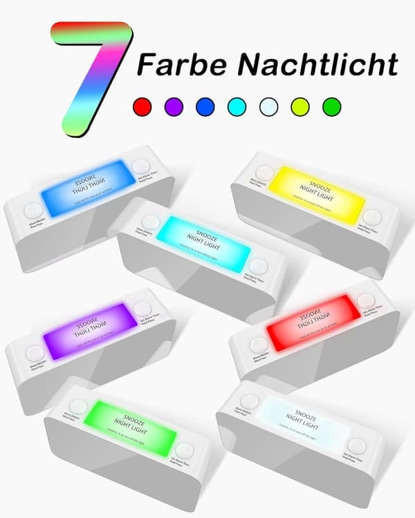 Vibrerende regnbuevækkeur med hjerteophæng, 15-farve skærm, 7-farve natlys, USB-oplader, strømtabshukommelse