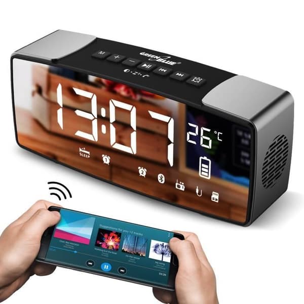 Bluetooth klockradio FM-högtalare extra ingång