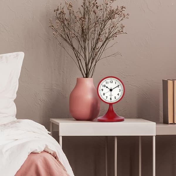 Lydløs Analog Vækkeur med Snooze - Retro, Natlys, Kvarts Vækkeur, -12,6x8 cm