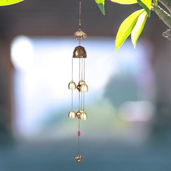 Lycka till Feng Shui Color Elephant Wind Chimes - Kinesisk heminredning