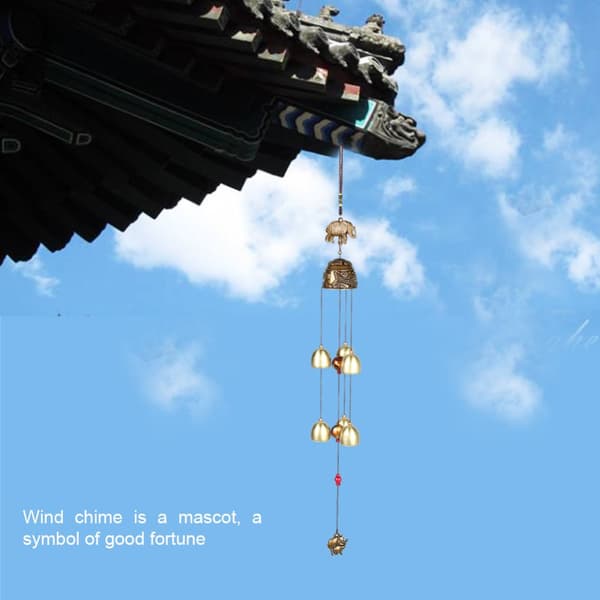 Lycka till Feng Shui Color Elephant Wind Chimes - Kinesisk heminredning