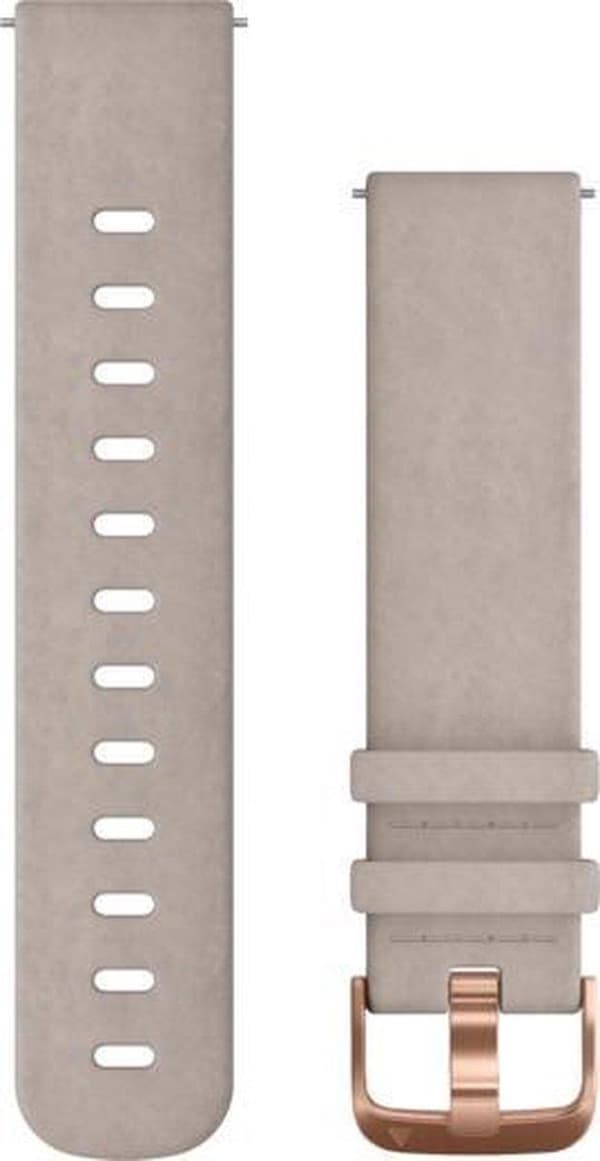 Garmin Quick Release silikone urrem - 20 mm armbånd - Bærbart bånd - Sand ruskind med rosa guld spænde