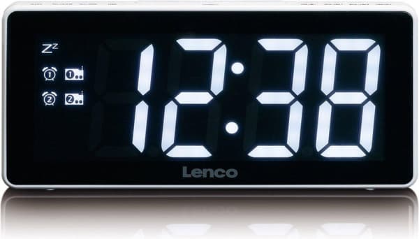Lenco CR-30WH - Clockradio med stort 3” LED Display - Hvid