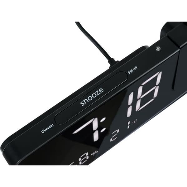 Projektorklockradio - THOMSON - Svart - FM-radio, Temperatur, Luftfuktighet, Dubbelt larm, USB-C, Strömförsörjning 230V