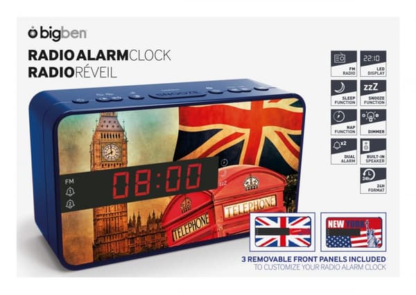 Bigben RR16FLAG - FM-klockradio med utbytbar panel KLOCKRADIO ALARM FM