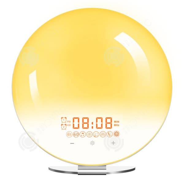INN Wake-up LED-ljus väckarklocka gryning-skymningssimulator 2 väckarklockor 9 naturliga ljud snoozefunktion nattljus wake-up light bluetoo