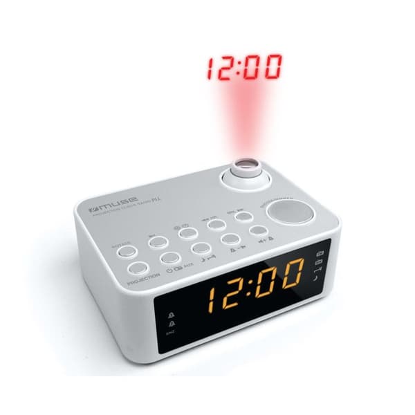 MUSE M-178 P klockradio Vit - Dubbelt larm - Tidsprojektion - MP3/MP4-kompatibel