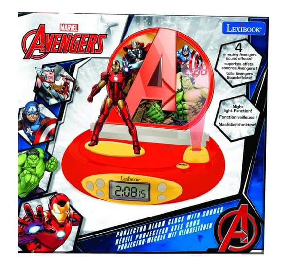 Avengers projektorklocka med 3D Iron Man och superhjälteljud