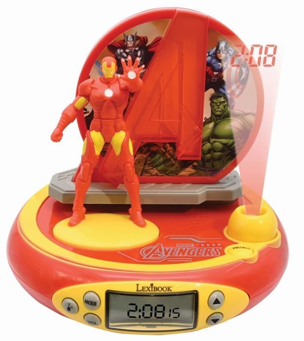 Avengers projektorklocka med 3D Iron Man och superhjälteljud
