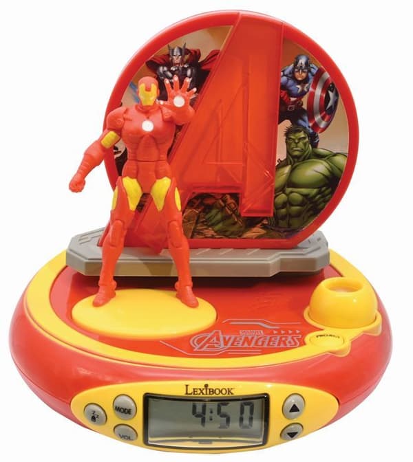 Avengers projektorklocka med 3D Iron Man och superhjälteljud