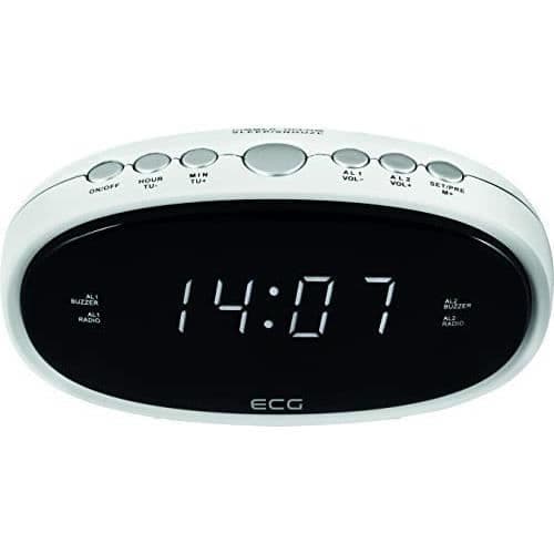 EKG RB 010 - Vit FM-klockradio -230V + batteri vid strömavbrott