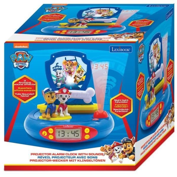 PAW PATROL - Projektorväckarklocka med ljud för barnrum - LEXIBOOK
