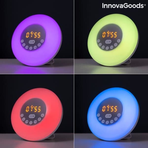 Väckarklocka - InnovaGoods - Slockar - Bluetooth - Simulering av gryning - Flerfärgad
