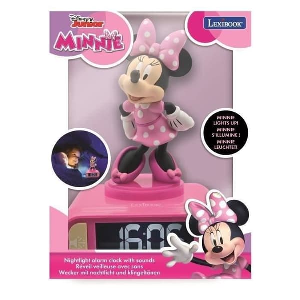 Minnie 3D digital väckarklocka med ljus nattljus och ljudeffekter - LEXIBOOK - Batteri - Rosa och svart