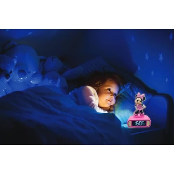 Minnie 3D digital väckarklocka med ljus nattljus och ljudeffekter - LEXIBOOK - Batteri - Rosa och svart