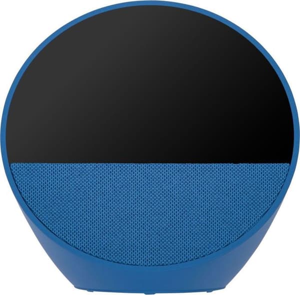 Smart radio amazon Echo Spot i azul färg med kraftfullt och intensivt ljud, använd på dagen med god paj, usa el