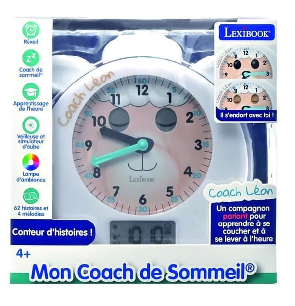 Educativ väckarklocka LEXIBOOK - Léon - Sömncoach - Berättare och flerfärgat ljus - Vit - Barn