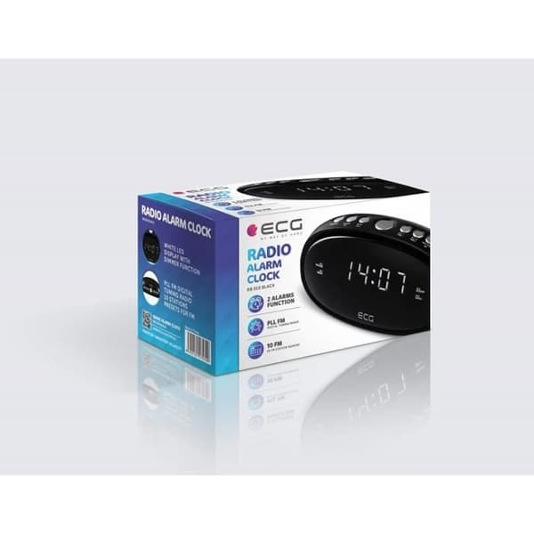 Alarmklockradio - EKG - RB 010 - Svart - FM PLL-tuner - 220V strömförsörjning + Batteri