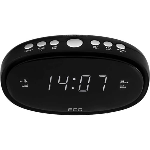 Alarmklockradio - EKG - RB 010 - Svart - FM PLL-tuner - 220V strömförsörjning + Batteri