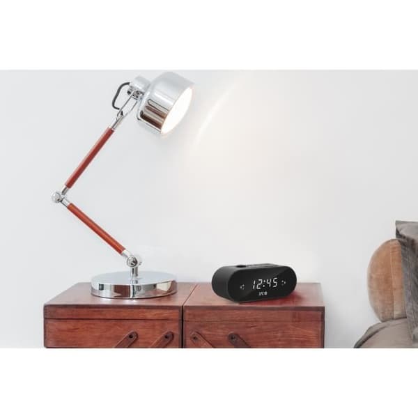 SPC FRODI MAX - Kompakt klockradio med justerbar projektor, stor snooze-/viloknapp, dubbla larm, XL-skärm, batteribackup