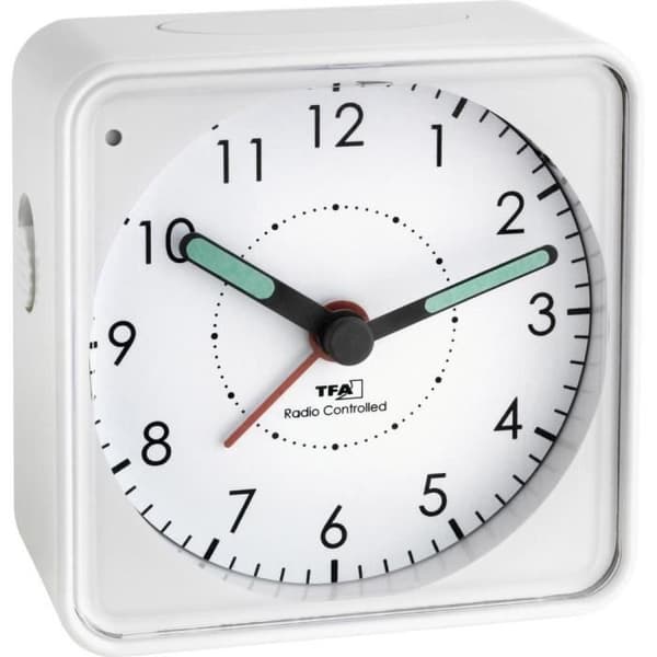 Radioklocka - TFA - 60.1510.02 - Vit - Alarm - Fluorescerande visare