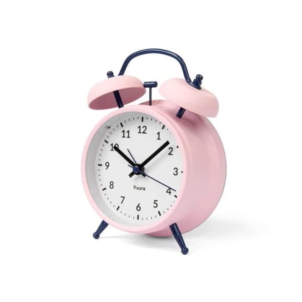 Analog väckarklocka - FISURA - Rosa - Metall och ABS - Tyst - LED nattlampa