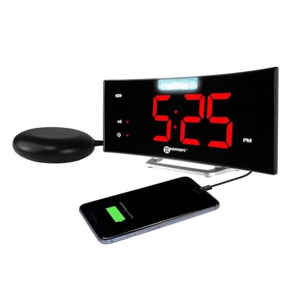 GEEMARC Wake'n'Shake Curve hörselskadad väckarklocka - Stor böjd display