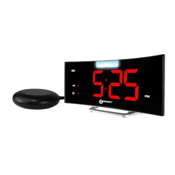 GEEMARC Wake'n'Shake Curve hörselskadad väckarklocka - Stor böjd display