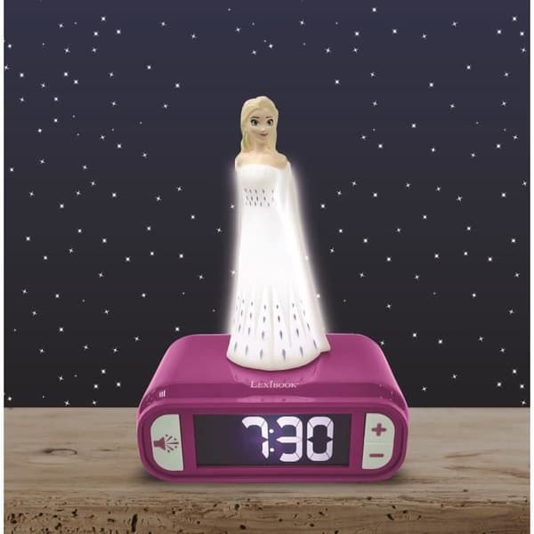 Väckarklocka med 3D-nattljus, Frozen Elsa-design och ljudeffekter