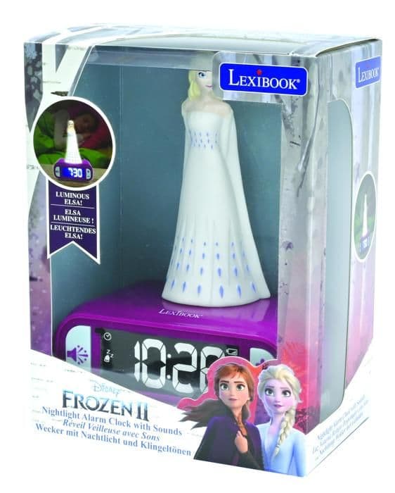 Väckarklocka med 3D-nattljus, Frozen Elsa-design och ljudeffekter