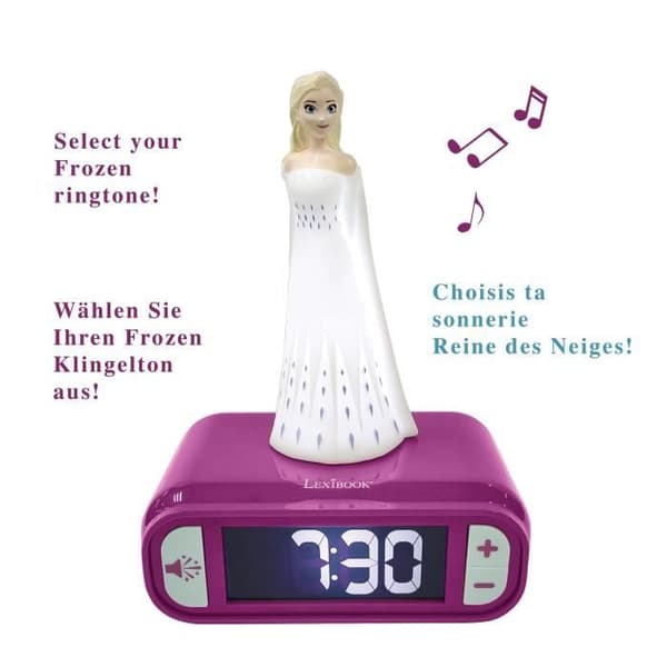 Väckarklocka med 3D-nattljus, Frozen Elsa-design och ljudeffekter