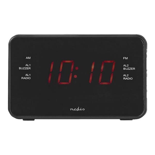 Svart klockradio - NEDIS - CLAR002BK - AM/FM - Dubbelt larm - 0,9 tums LED