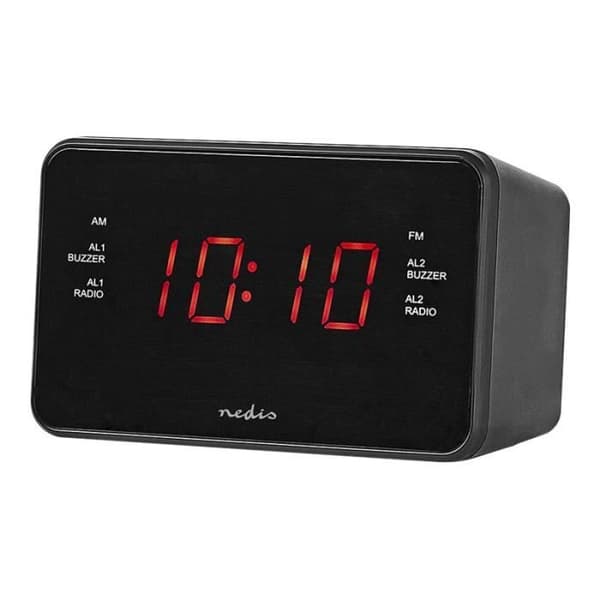 Svart klockradio - NEDIS - CLAR002BK - AM/FM - Dubbelt larm - 0,9 tums LED