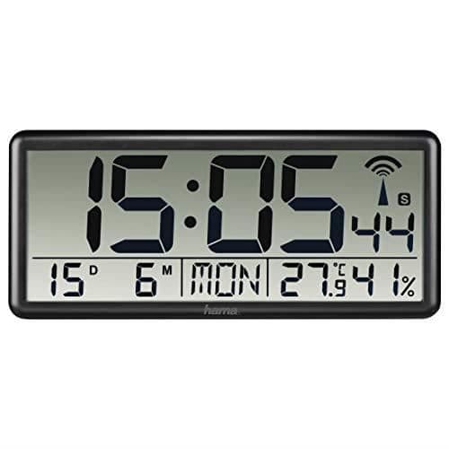 Svart Jumbo Digital Radiostyrd Väggklocka