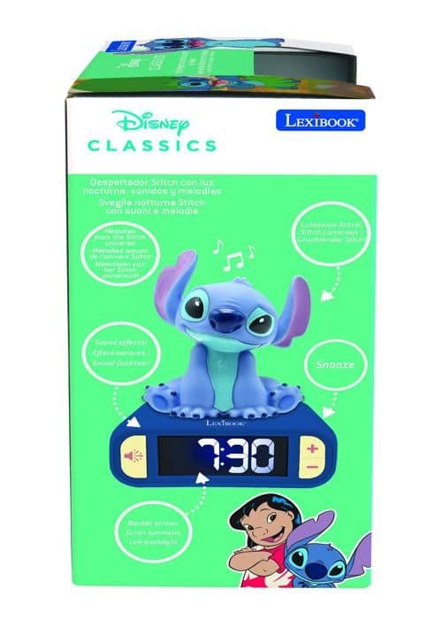 Digital väckarklocka Stitch, Ljud och melodier, Bakgrundsbelyst LCD-skärm, Luminös, Disney Stitch, Blå, Lexibook, RL800D