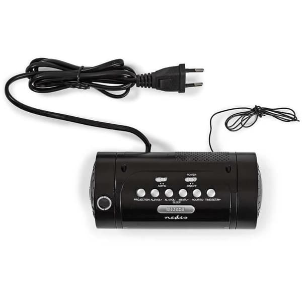 Nedis digital klockradio - LED-skärm - AM/FM-projektion - 2 larm - Svart