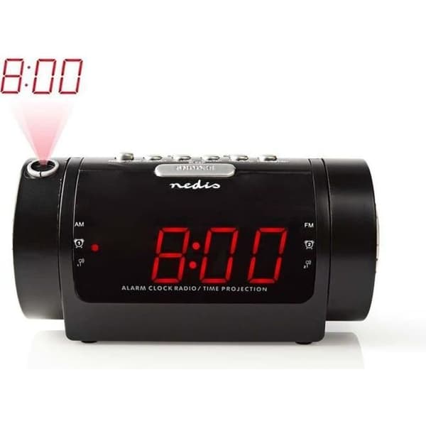 Nedis digital klockradio - LED-skärm - AM/FM-projektion - 2 larm - Svart