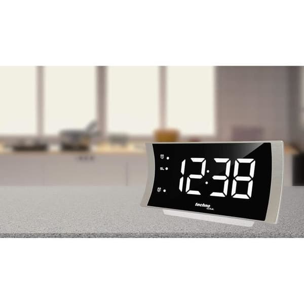 Technoline LED Modern Väckarklocka WT949 Kurvad med temperatur, stämningsbelysning och USB-laddningsport