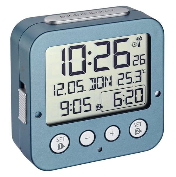 Tfa dostmann - 60.2539.20 - 60.2528 BINGO Elektronisk väckarklocka med 2 larm (turkos)