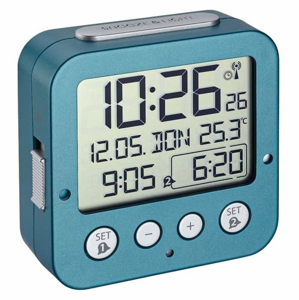Tfa dostmann - 60.2539.20 - 60.2528 BINGO Elektronisk väckarklocka med 2 larm (turkos)