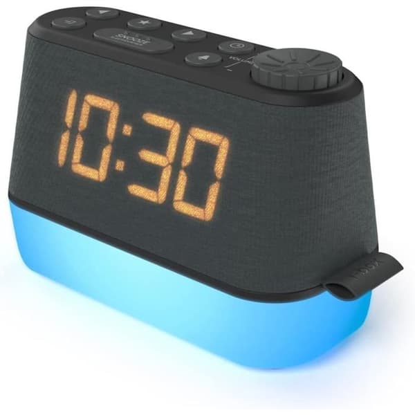 i-box Radio Väckarklocka med Nattlampa och USB-laddare, Avkopplande Ljud eller Vit Brus, Digital Morgonklocka Dubbel Alarm, Ljusväckarklocka