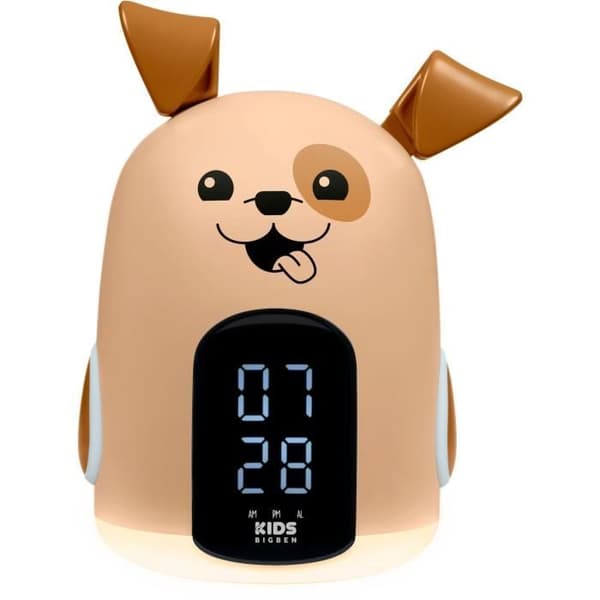 Nattlampa väckarklocka - BIGBEN - Hundformad - LED-display, 3 melodier, justerbar intensitet, strömförsörjning. 230V