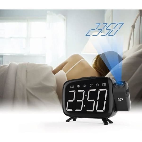 Clockradio med tidsprojektion - CGV - CR-P10 - Dobbelt alarm - Store knapper - Nem at bruge