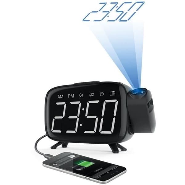 Clockradio med tidsprojektion - CGV - CR-P10 - Dobbelt alarm - Store knapper - Nem at bruge